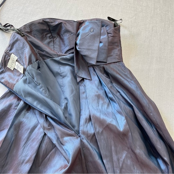 Bill Levkoff Strapless Party Fit & Flare Cocktail Dress Sz 8 Pewter Gray Bow - Picture 5 of 7